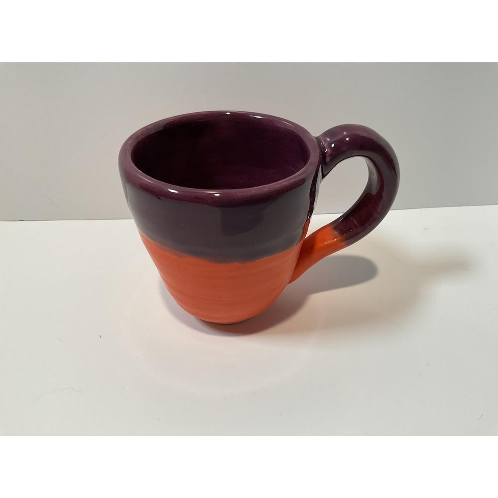Handmade Ceramic Mug Purple Orange D T Mark Coffee Tea Cup